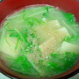 高野豆腐と水菜の胡麻味噌汁